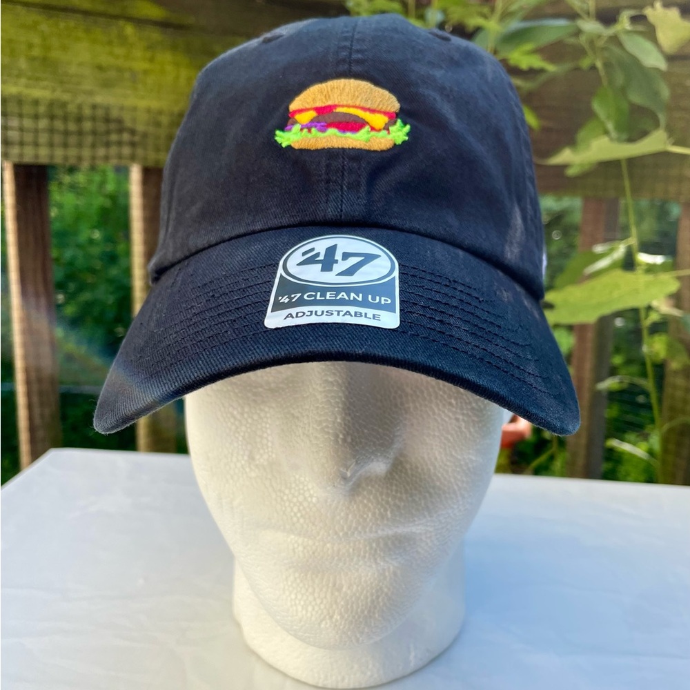 47 Brand Dad Hat - Black w/Cheeseburger Motif OSFM